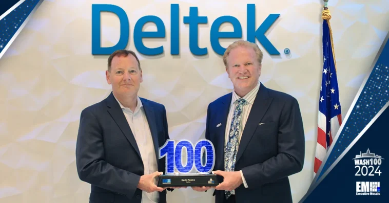 Deltek SVP & GovCon Expert Kevin Plexico Accepts 2024 Wash100 Award - top government contractors - best government contracting event